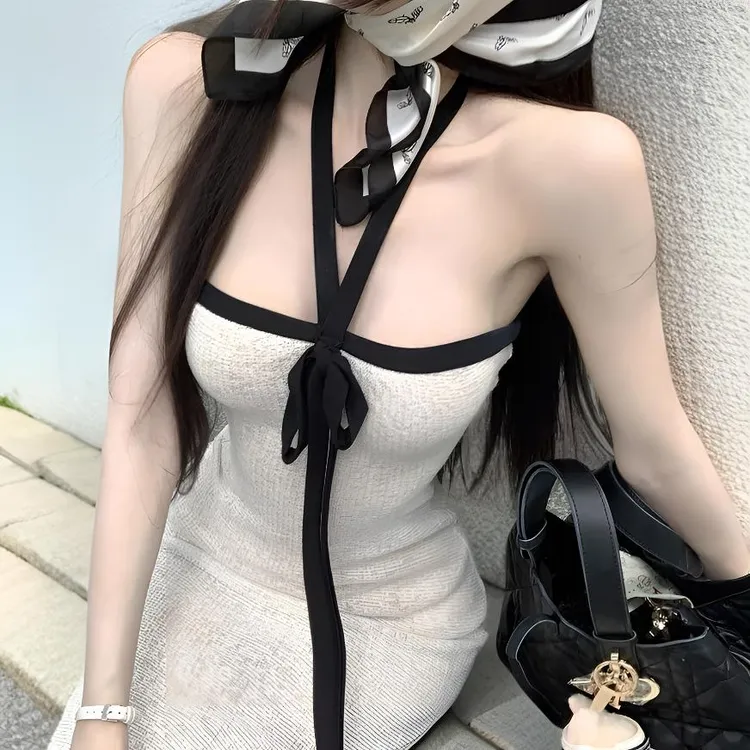 法式吊带纯欲风连衣裙辣妹设计感套装