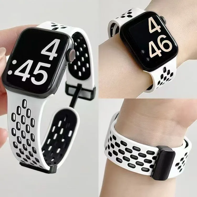 适用VIVOwatchGT表带硅胶透气双色硅胶洞洞iQOOGT磁吸扣替换腕带