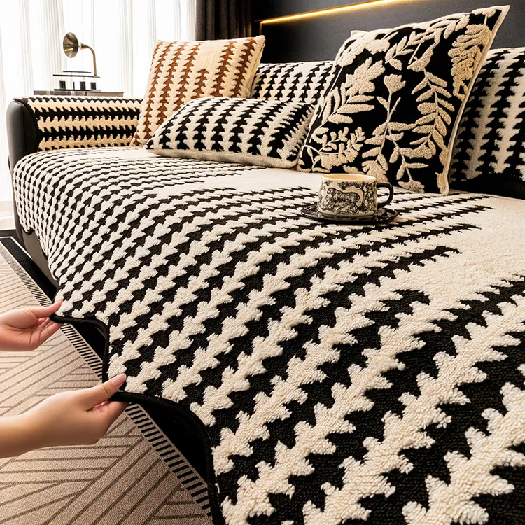 (异形拾忆)如野舒棉绒沙发垫防尘防滑沙发套罩巾毛绒轻奢高级坐垫