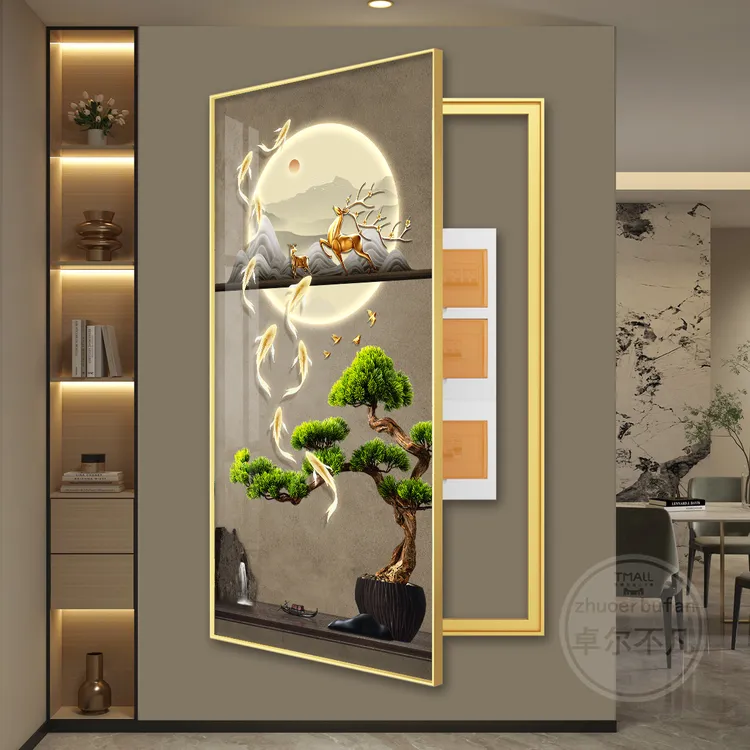 轻奢大尺寸电表箱入户玄关装饰画挂画壁画简约现代走廊过道双层