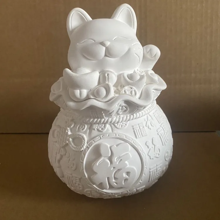 新款招财猫涂色大号石膏娃娃手工上色diy涂鸦高品质颜色下单