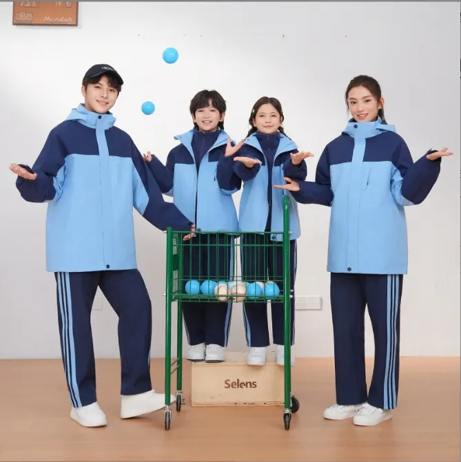 江西新余统一新款冬季校服休闲风学生校服加厚外套三防面料冲锋衣