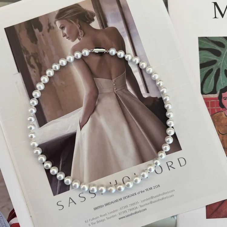 【珠纪儿】淡水AK珍珠7.5-9mm 珍珠项链简约款全珠链S925银