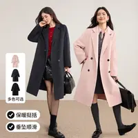 尚都比拉气质通勤平驳领连肩中款双排扣百搭双面呢大衣A8785