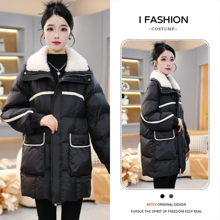 轻奢风高端时尚中长款毛领棉服外套女2025年冬季新款加厚保暖大衣