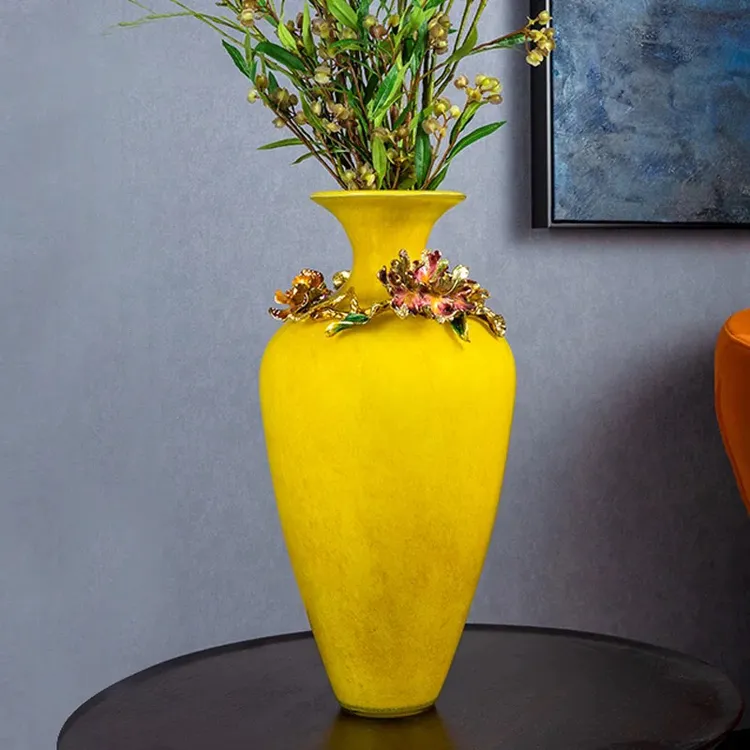 现代轻奢珐琅彩大花瓶罗比罗丹创意家居电视柜客厅装饰摆件工艺品