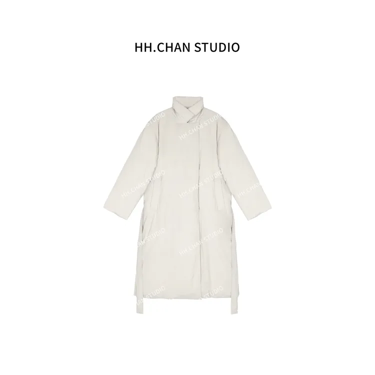 HH.CHAN“高阶率性”90新国标白鹅绒灰白色大衣款长款鹅绒服
