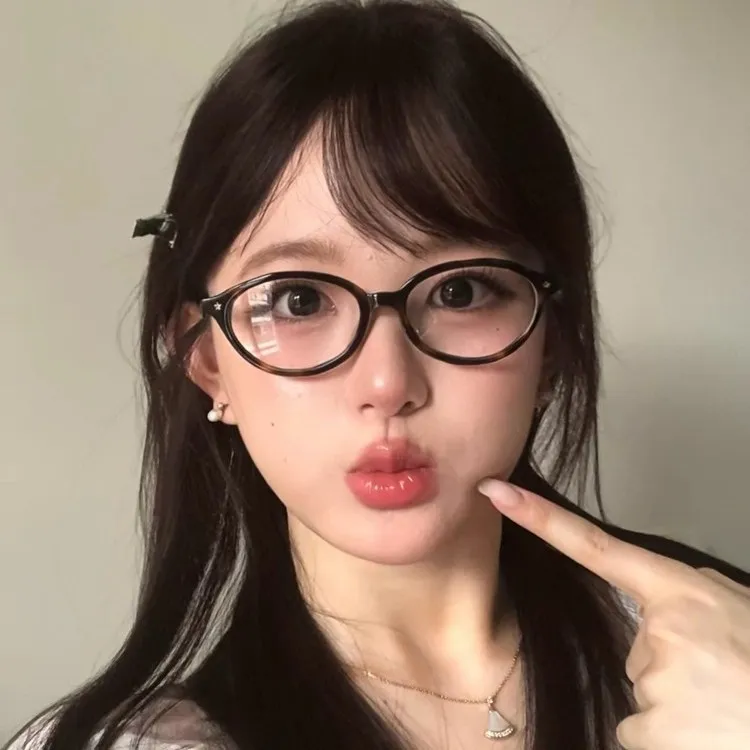 书呆子眼镜近视可配度数韩版复古五角星玳瑁色椭圆框素颜眼镜框架