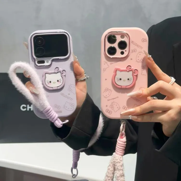 奥菲顿蝴蝶结KT毛绒挂绳适用苹果17胖子16手机壳小米vivo华为oppo