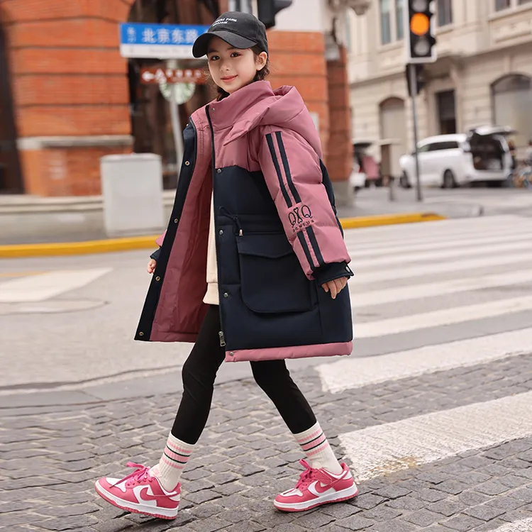 巴拉童年巴拉女童羽绒服中长款2026新款中大童洋气加厚儿童外套冬