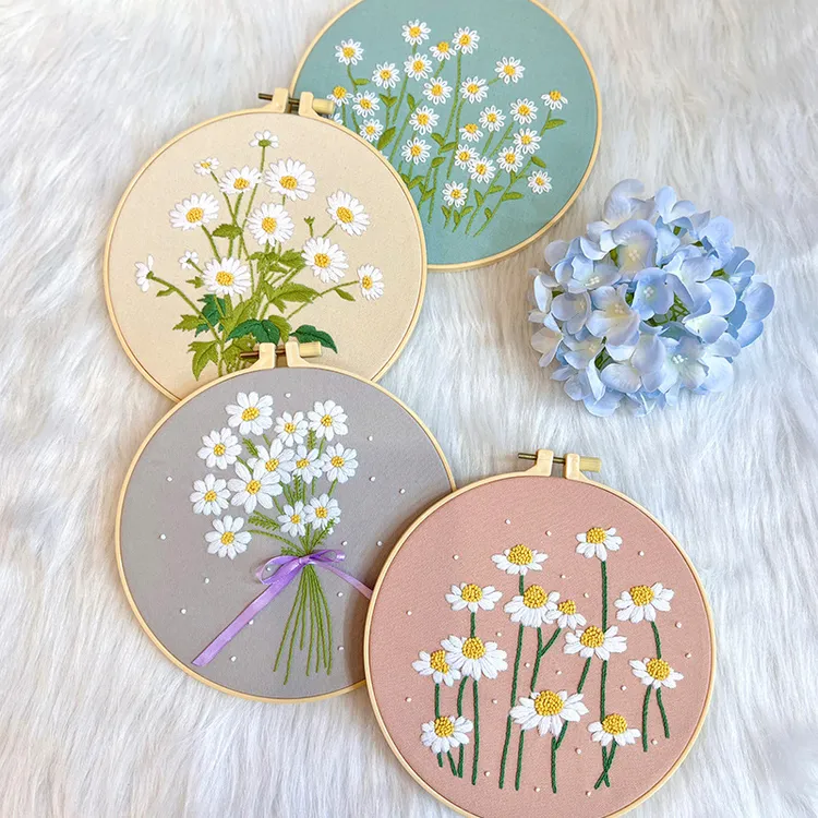 刺绣手工diy材料包 春夏花束欧式创意挂画鲁绣立体手捧花装饰画