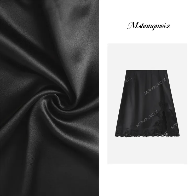 M.SHANGMEI.Z/沐熙【缎夜蕾丝】美大哥轻奢光泽蕾丝半身裙X072773