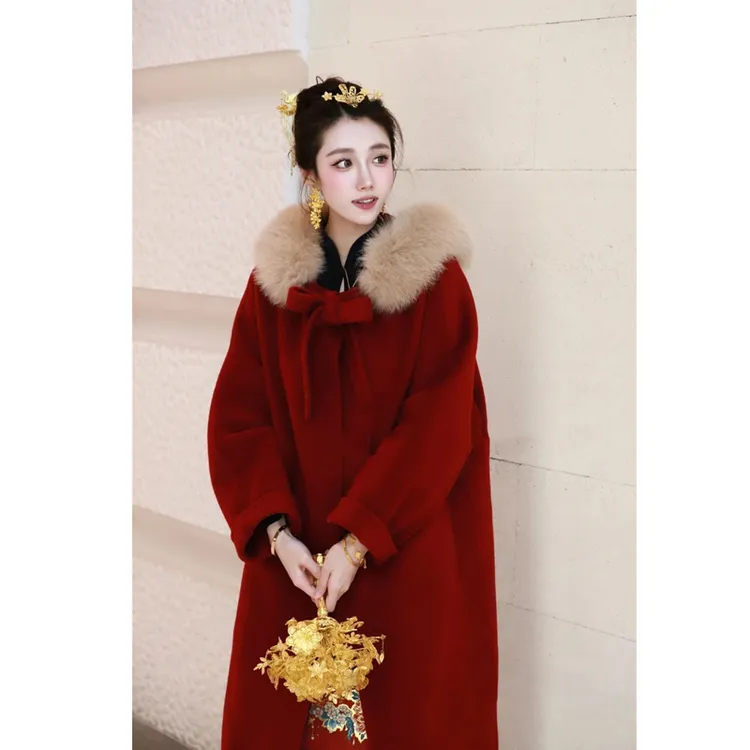 【现货】【小魔女升级款】新中式国风新年战袍气质连帽双面毛呢大衣