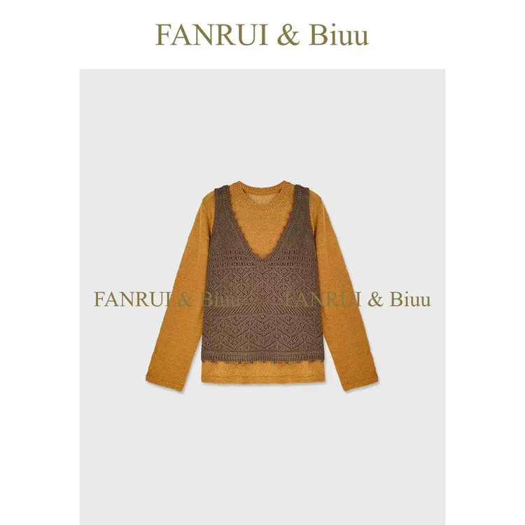 FANRUI/泛芮「贝贝biuu」减龄时尚羊毛两件套设计感针织上衣B18633