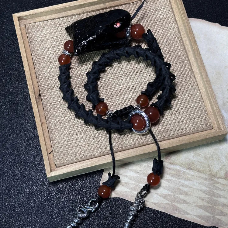 手链 天然蛇骨原创设计男女纯天然真蛇骨真蛇头手链 