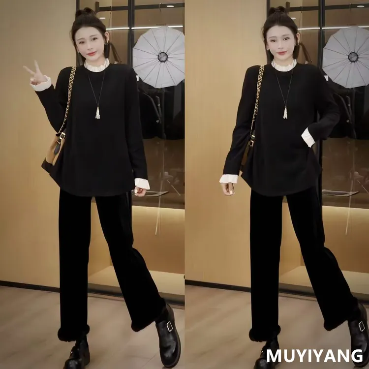 【醒沐】小众高级感假两件蕾丝拼接高定版衬衫 衣长68 25-490#