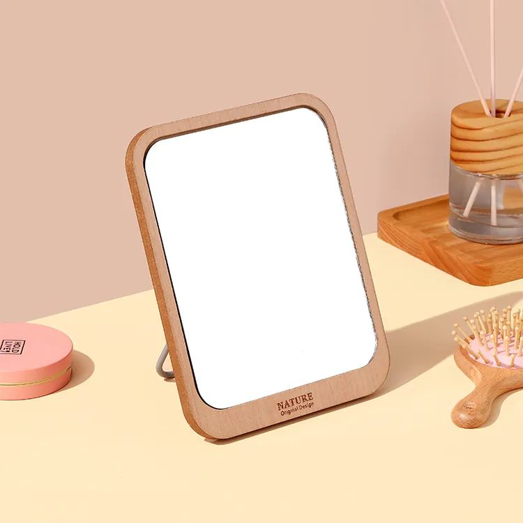 畹町化妆镜台式桌面便携折叠可立梳妆镜卧室宿舍学生高清方木镜子