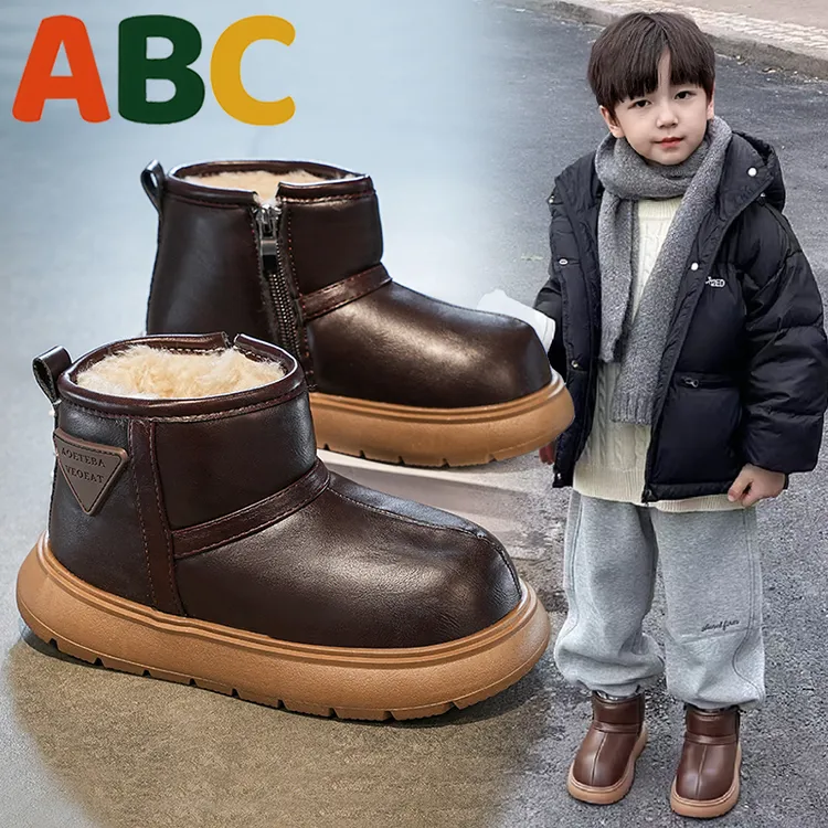 ABC儿童雪地靴2025冬季新款女宝加绒加厚大棉靴子女宝男宝保暖靴