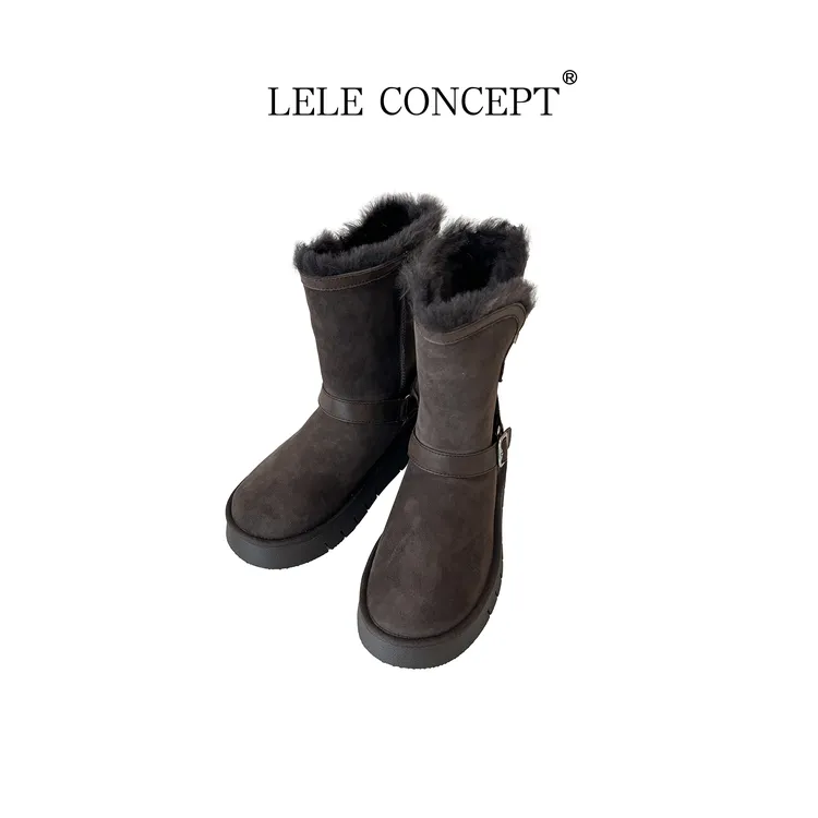 LELE CONCEPT丨时髦设计师款拼皮带雪地靴UX25D0057W