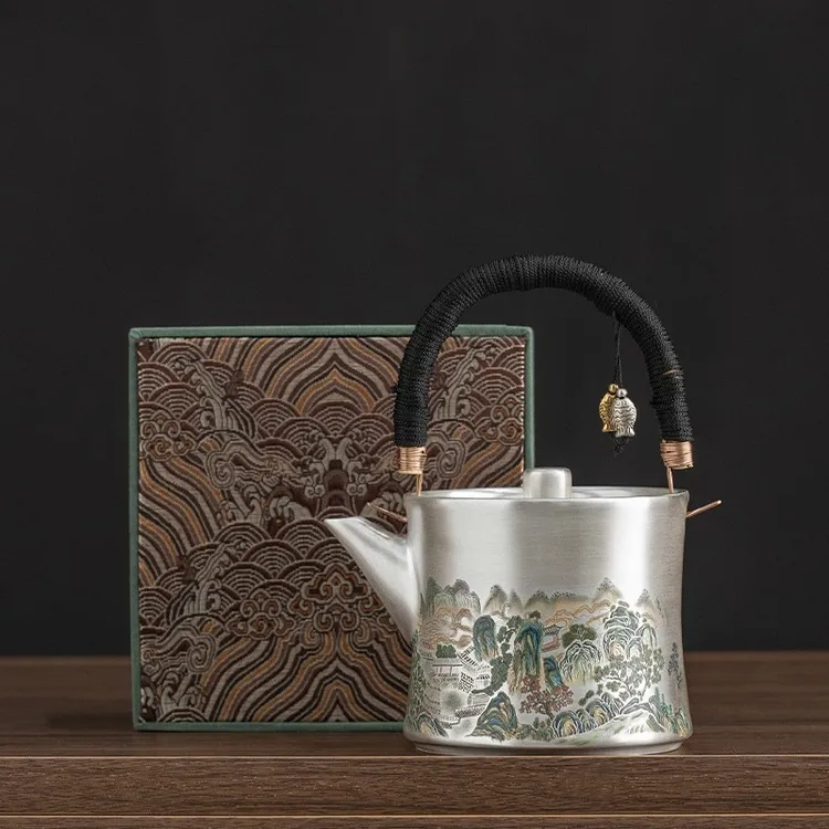 鎏银锦彩山谷一壶二杯套组中式功夫茶具泡茶壶茶杯整套高档礼盒装