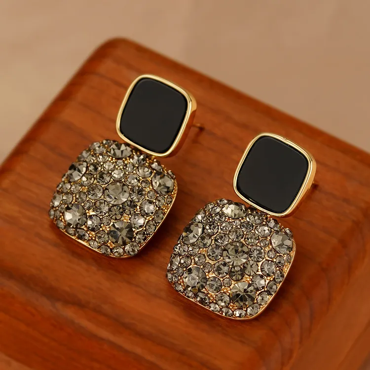 【KEFAN珂梵】气质轻奢时尚百搭耳饰黑色金属耳饰精致锆石耳钉