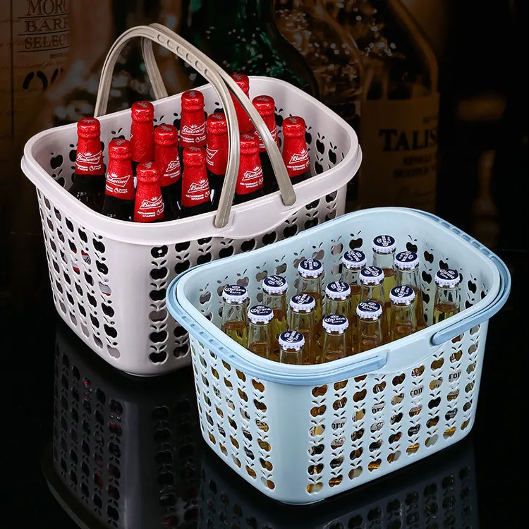 大号超市篮手提购物篮小号塑料筐水果篮零食篮啤酒篮采摘买菜篮子