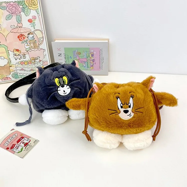 网红新款猫和老鼠卡通玩偶毛绒包tom汤姆jerry杰瑞礼物单肩斜挎包