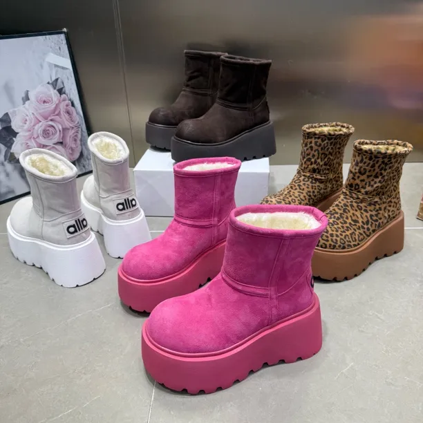 富1103-1新款厚底冬季套筒反绒皮时尚短靴底厚8公分增高舒适保暖