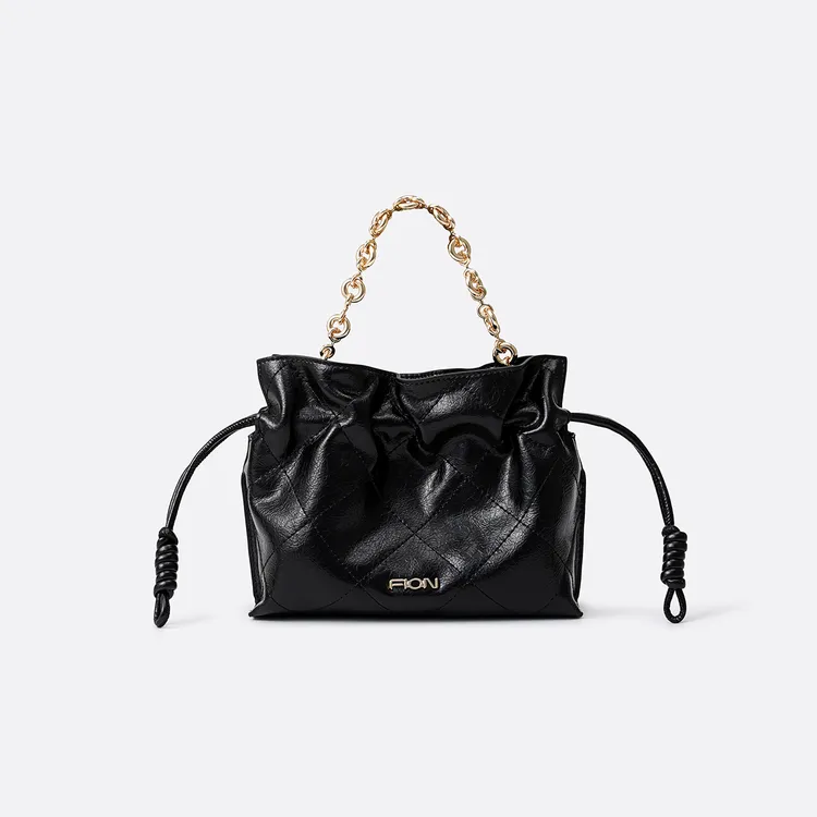 FION/菲安妮奥莱鎏金抽绳水桶包女士手提单肩斜挎包FAAFVNG075