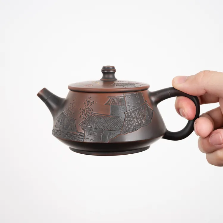 江南风景石瓢壶 广西坭兴陶全手工茶具