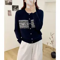 藏青OOIR秋冬季新款针织开衫长袖百搭羊毛衫9122