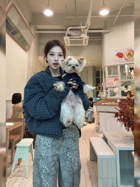 韩系休闲宽松格纹短款棉服女冬季爆款流行保暖面包服棉袄格子外套