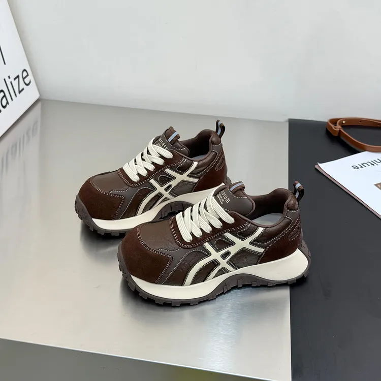 新百伦小个子厚底阿甘运动鞋女2025秋新款拼色增高轻便休闲老爹鞋