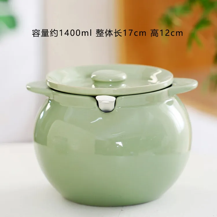猪油罐家用陶瓷带盖带把手耐高温油泼辣子专用大号辣椒油调料罐子