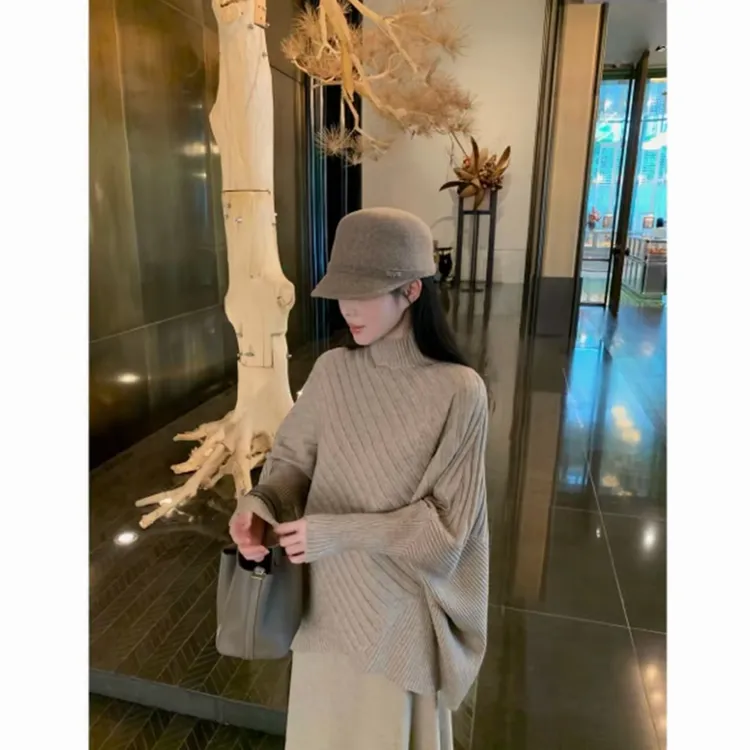 高品质慵懒风不规则宽松显瘦气质蝙蝠袖毛衣