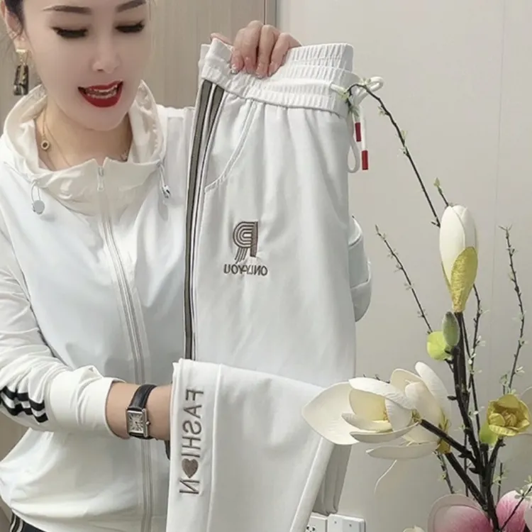 2331-888刺绣高腰印染速干裤春夏透气休闲裤夏季薄款纯色轻薄时尚