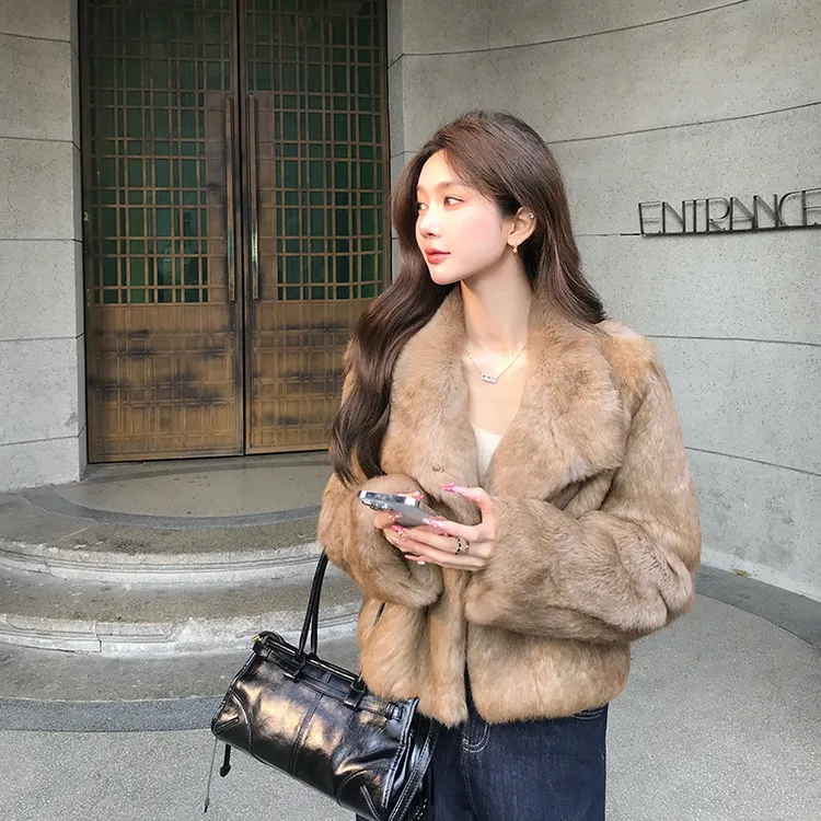LMOMO金不换2025年轻新款兔毛皮草高级感整皮毛毛短款外套女T7006