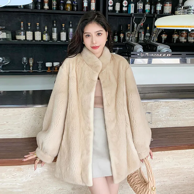 【YIMENGJINDIAO】新款进口天鹅绒整貂水貂皮草外套女短款貂皮大衣