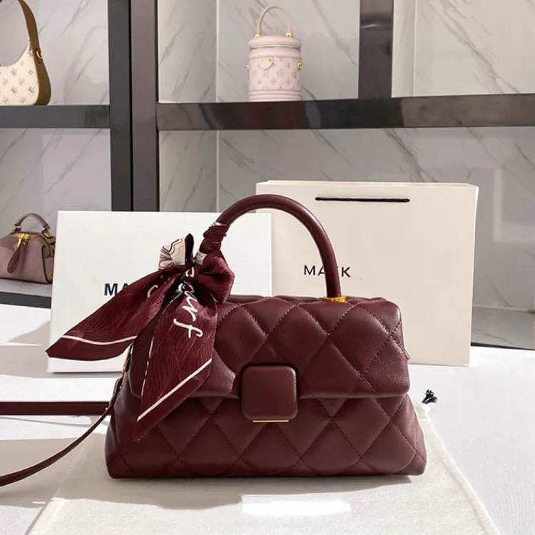 新款百搭小众复古单肩包休闲斜挎包红色手提包气质斜挎包（4807）