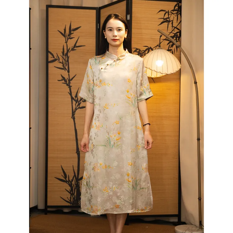 【青草香】新中式国风夏季立领女装改良旗袍连衣裙