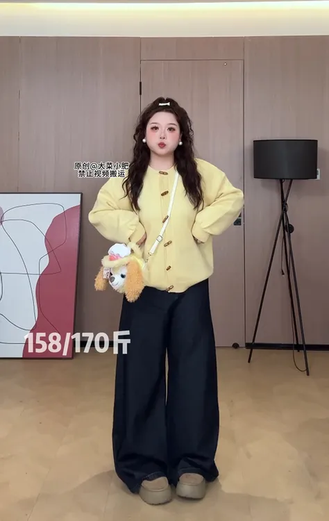 【大菜小肥专属】秋冬复古文艺牛角扣针织开衫慵懒宽松显瘦毛衣外套