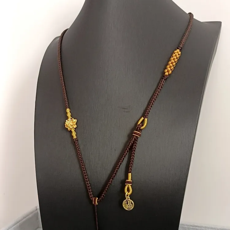 合金布艺吊坠 纯手工编织高端精品挂绳吊坠挂绳黑绳项链绳侧挂福