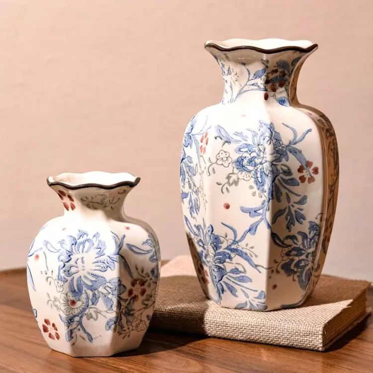 景德镇花瓶高级摆件青花瓷陶瓷中式家居花瓶复古客厅玄关鲜花插花
