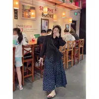 秋季气质套装女款爆款大码显瘦收腰衬衣碎花半身裙两件套女高级感