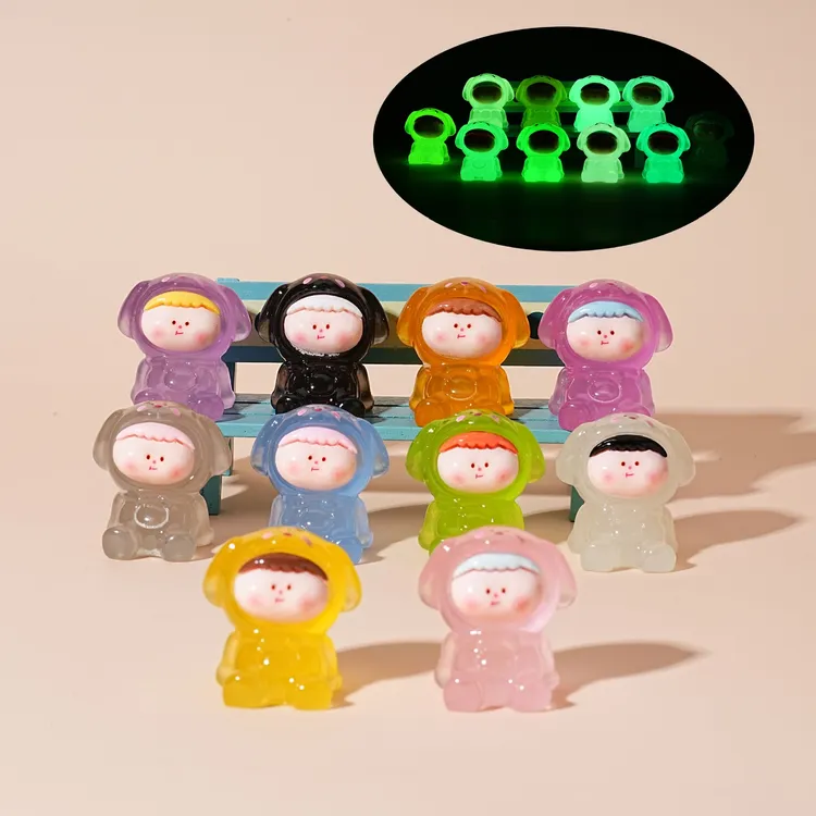 【直播拆】夜光坐姿小狗莉莉丝树脂摆件车载潮玩DIY玩具治愈系网红