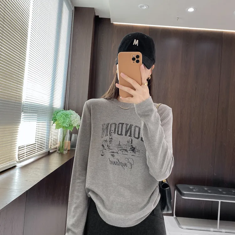 IMFLY金小金自制女装 T恤DYW10002秋冬休闲字母印花打底上衣