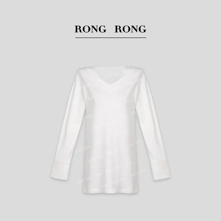 溶溶【静奢秋意】RONG 莫代尔双面重磅针织V领保暖上衣 C-A8964590