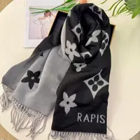 双面羊绒高级感大牌围巾女字母老花黑灰奶茶围脖大红加厚披肩冬