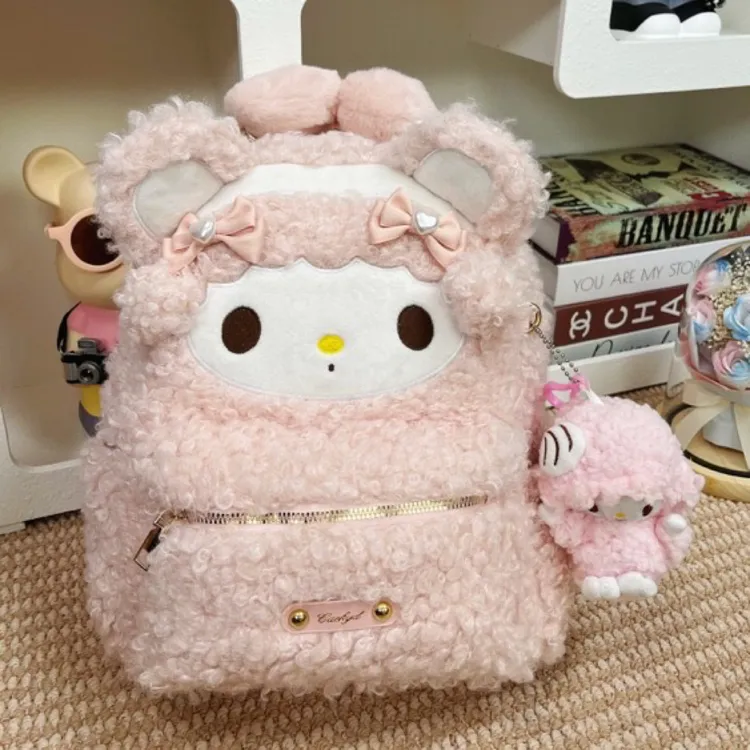 超可爱piano小羊公主风大双肩包秋冬百搭新款毛绒背包大学生必备