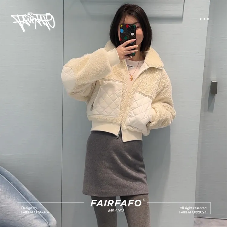FAIRFAFO林肉肉【法式棱形外套】WT4C012户外百搭休闲高级感外套